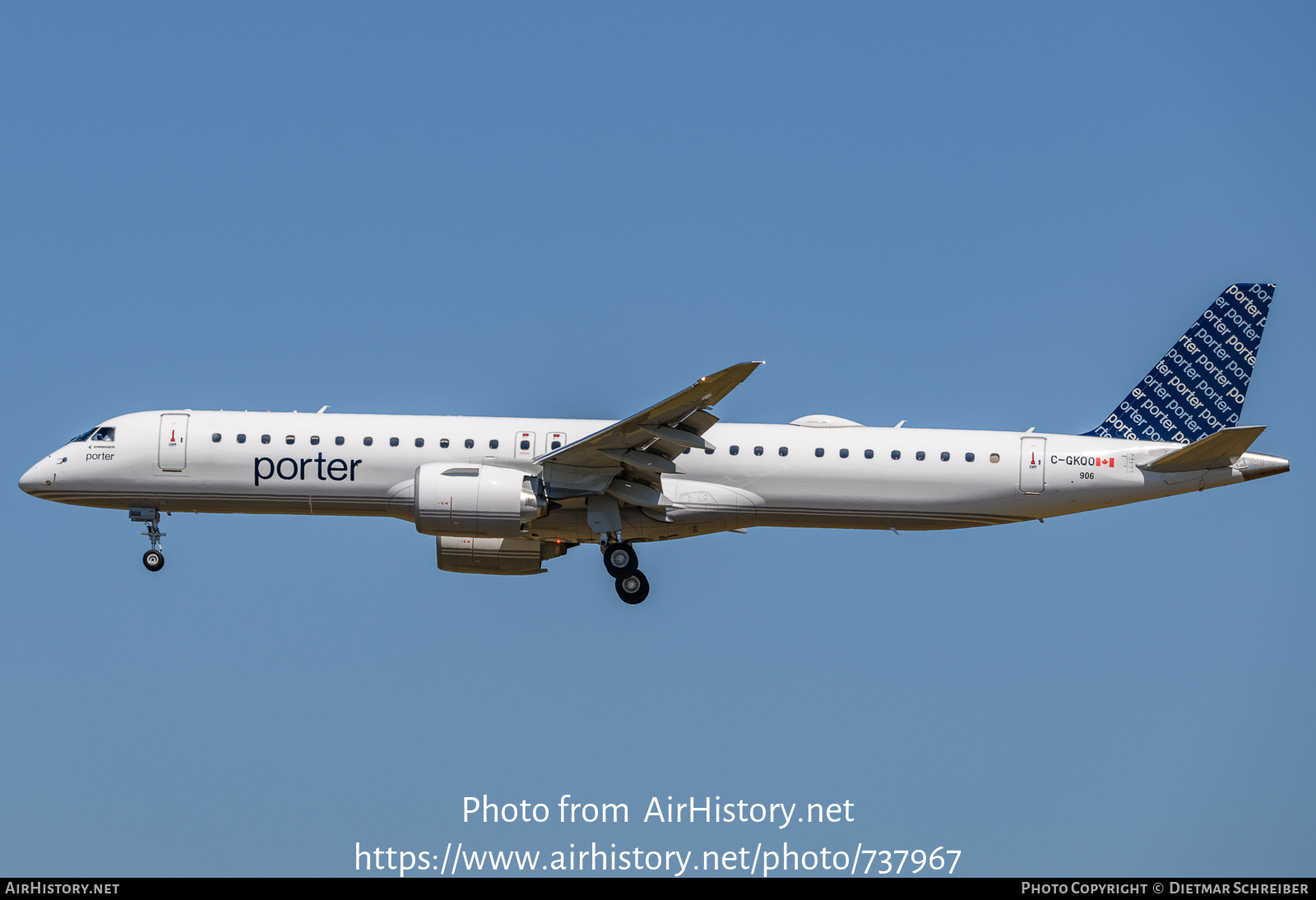 Aircraft Photo of C-GKQO | Embraer 195-E2 (ERJ-190-400) | Porter Airlines | AirHistory.net #737967