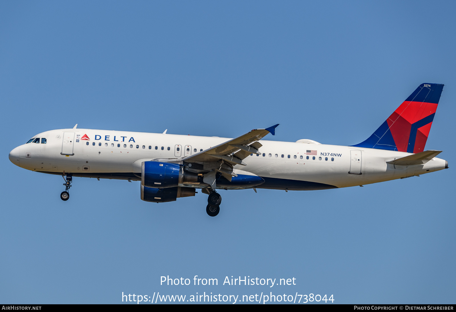 Aircraft Photo of N374NW | Airbus A320-212 | Delta Air Lines | AirHistory.net #738044