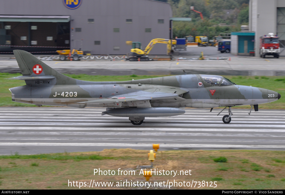 Aircraft Photo of HB-RVW / J-4203 | Hawker Hunter T68 | Switzerland - Air Force | AirHistory.net #738125