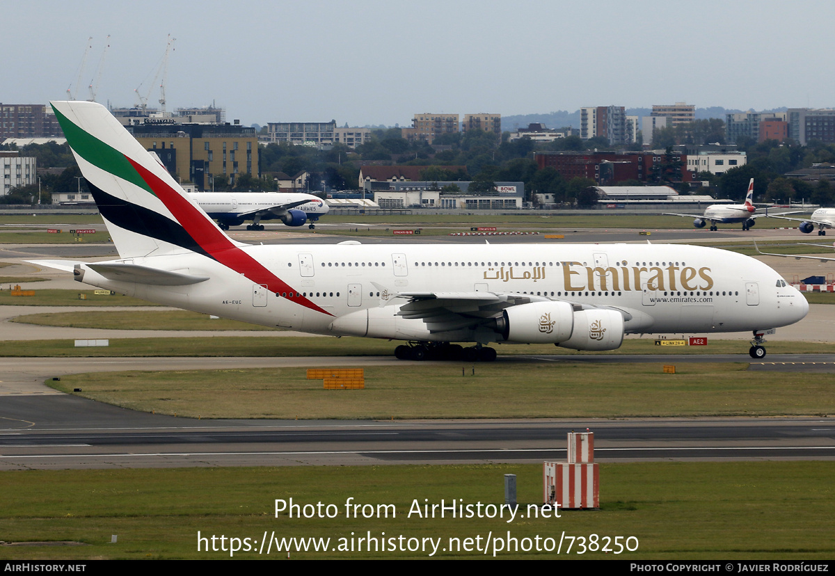 Aircraft Photo of A6-EUC | Airbus A380-861 | Emirates | AirHistory.net #738250