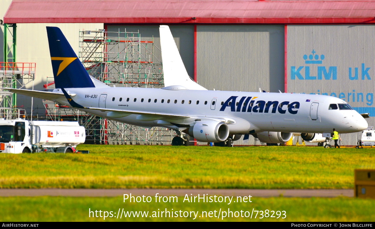 Aircraft Photo of VH-A3U | Embraer 190AR (ERJ-190-100IGW) | Alliance Airlines | AirHistory.net #738293