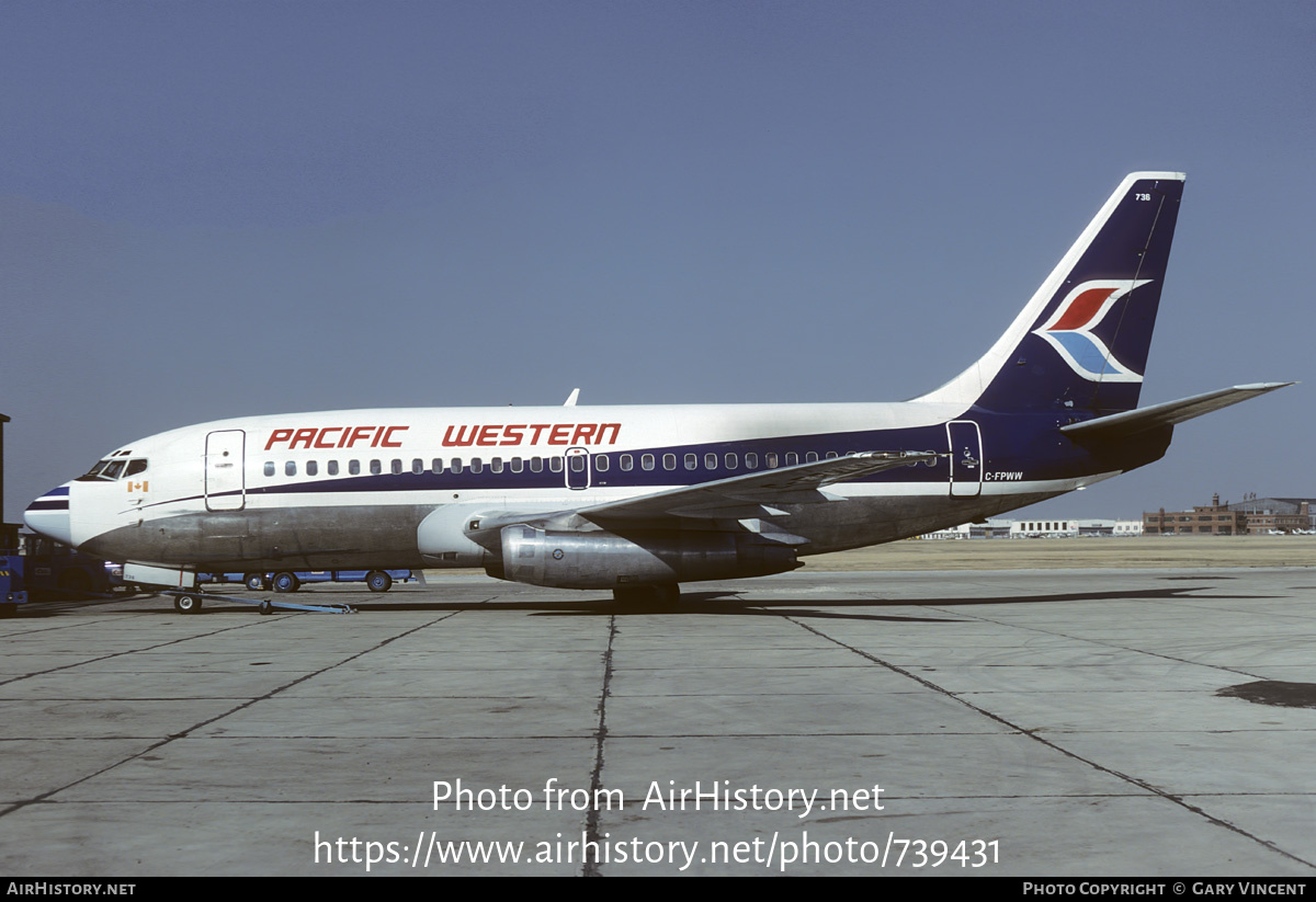 Aircraft Photo of CF-PWW | Boeing 737-275 | Pacific Western Airlines | AirHistory.net #739431