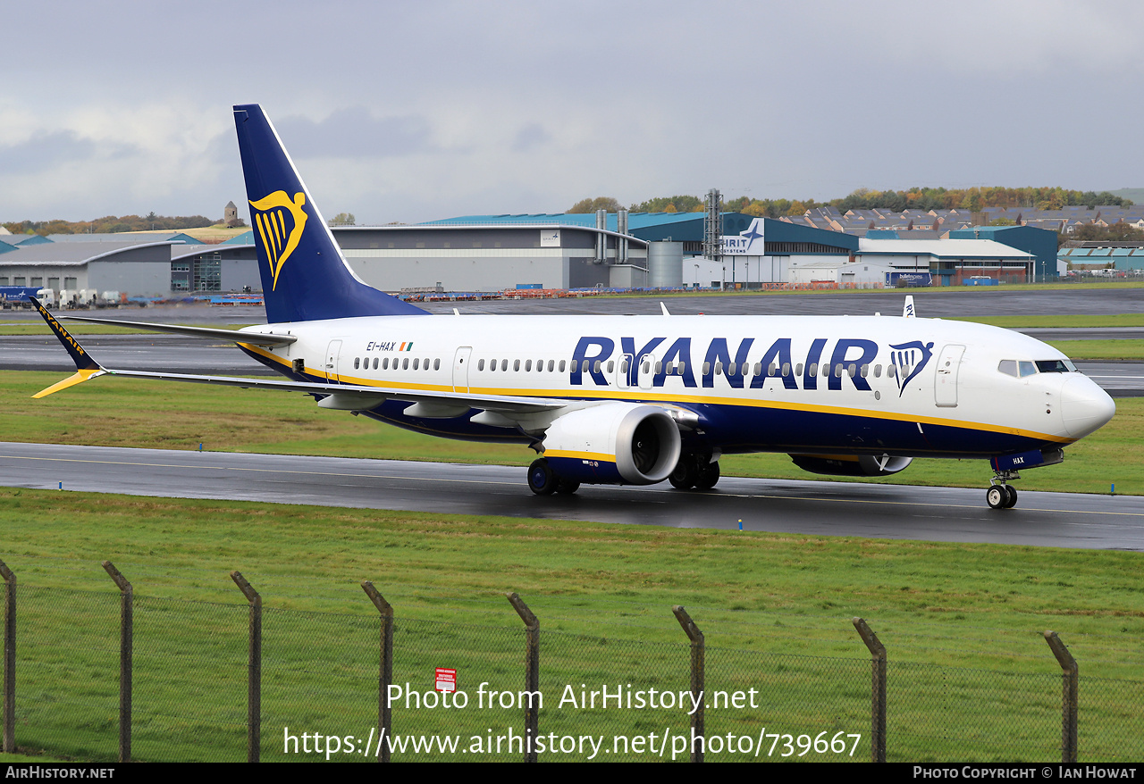 Aircraft Photo of EI-HAX | Boeing 737-8200 Max 200 | Ryanair | AirHistory.net #739667