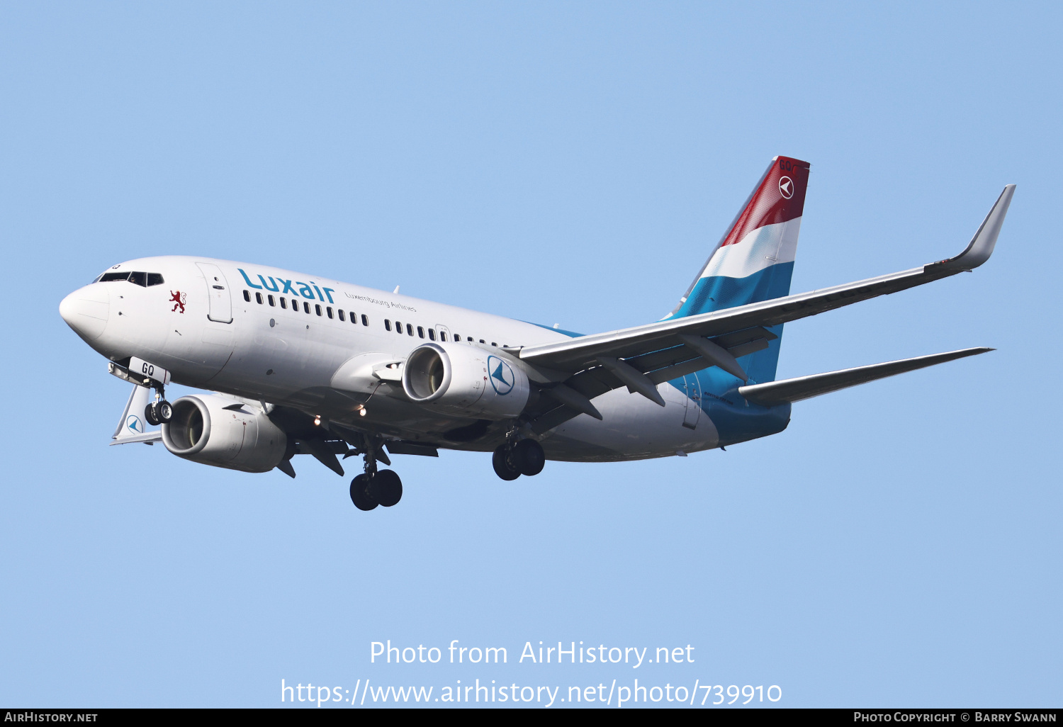 Aircraft Photo of LX-LGQ | Boeing 737-7C9 | Luxair | AirHistory.net #739910