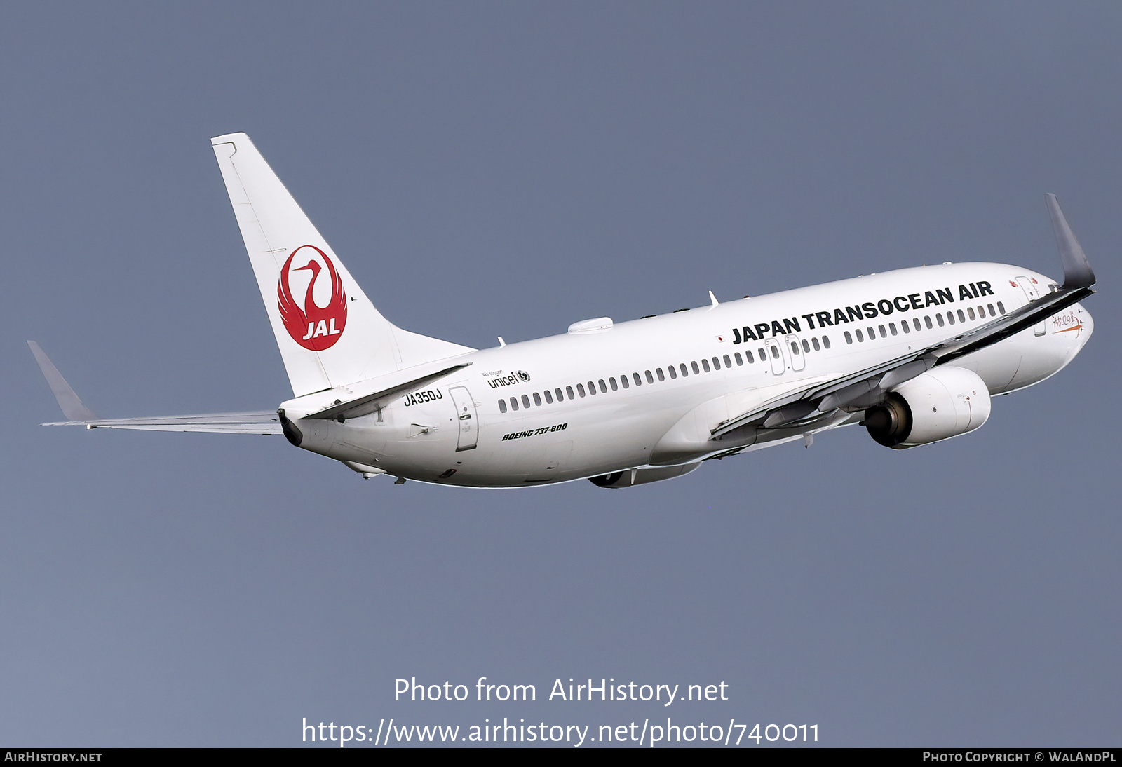 Aircraft Photo of JA350J | Boeing 737-846 | Japan TransOcean Air - JTA | AirHistory.net #740011