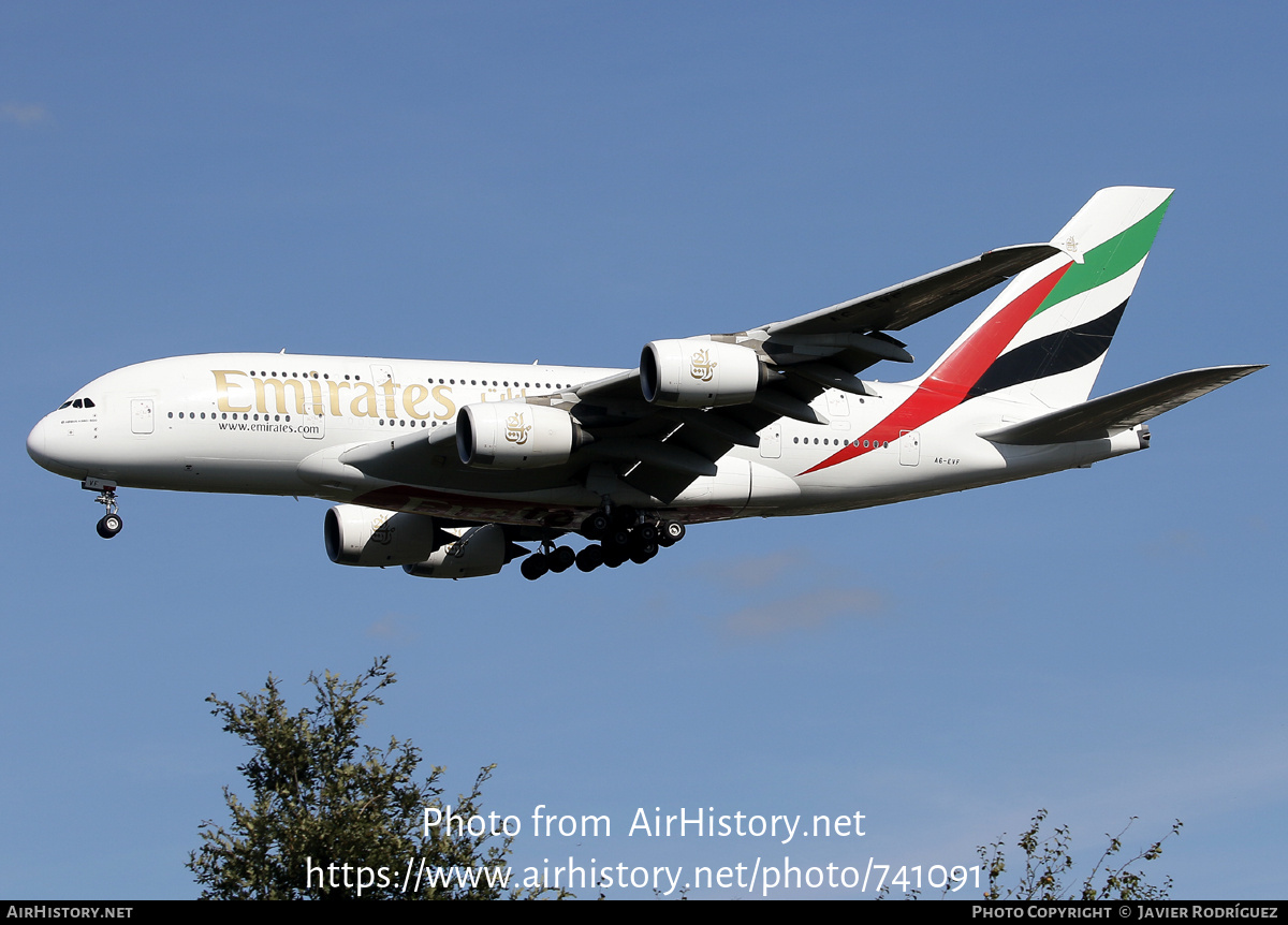 Aircraft Photo of A6-EVF | Airbus A380-842 | Emirates | AirHistory.net #741091