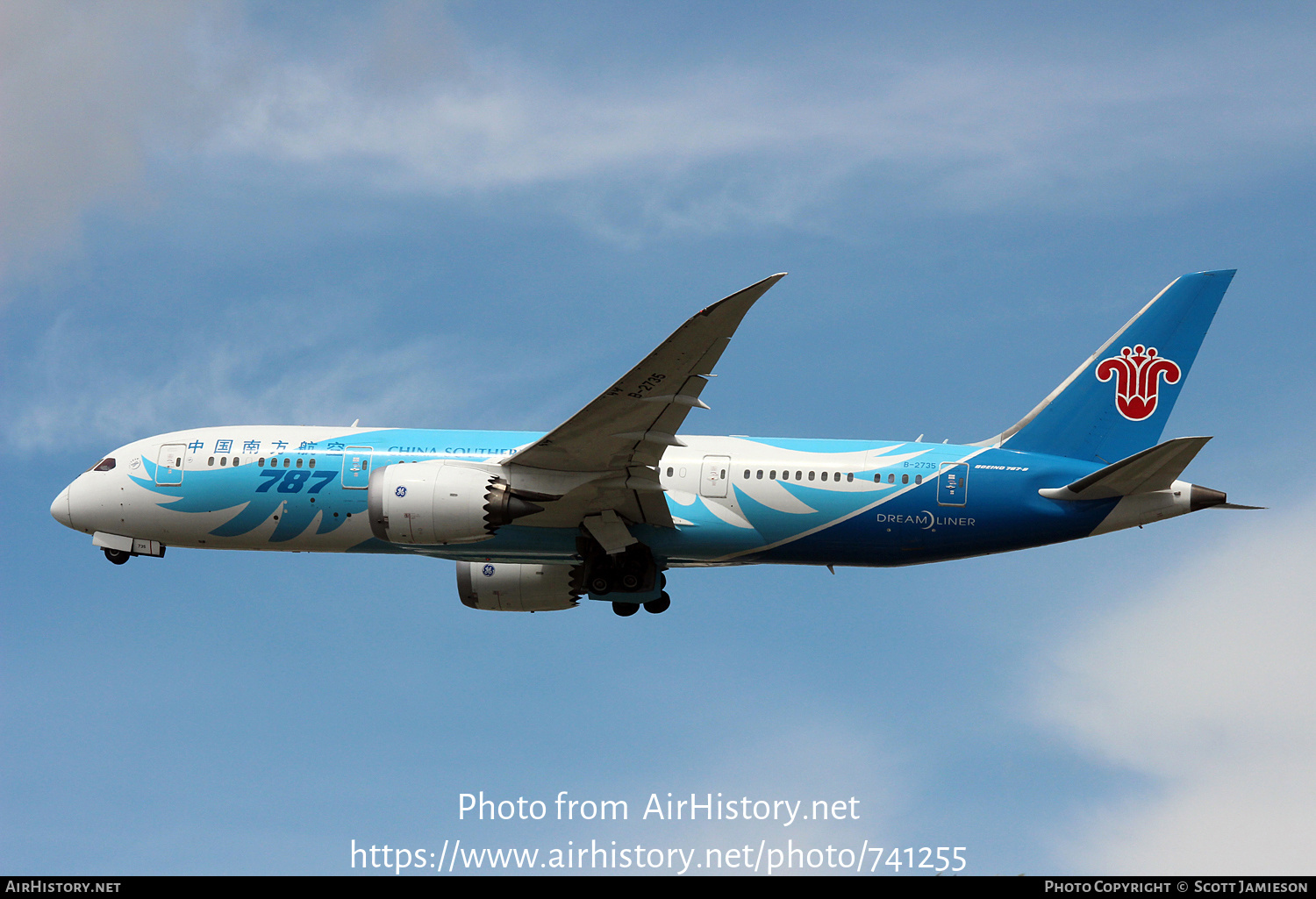 Aircraft Photo of B-2735 | Boeing 787-8 Dreamliner | China Southern Airlines | AirHistory.net #741255