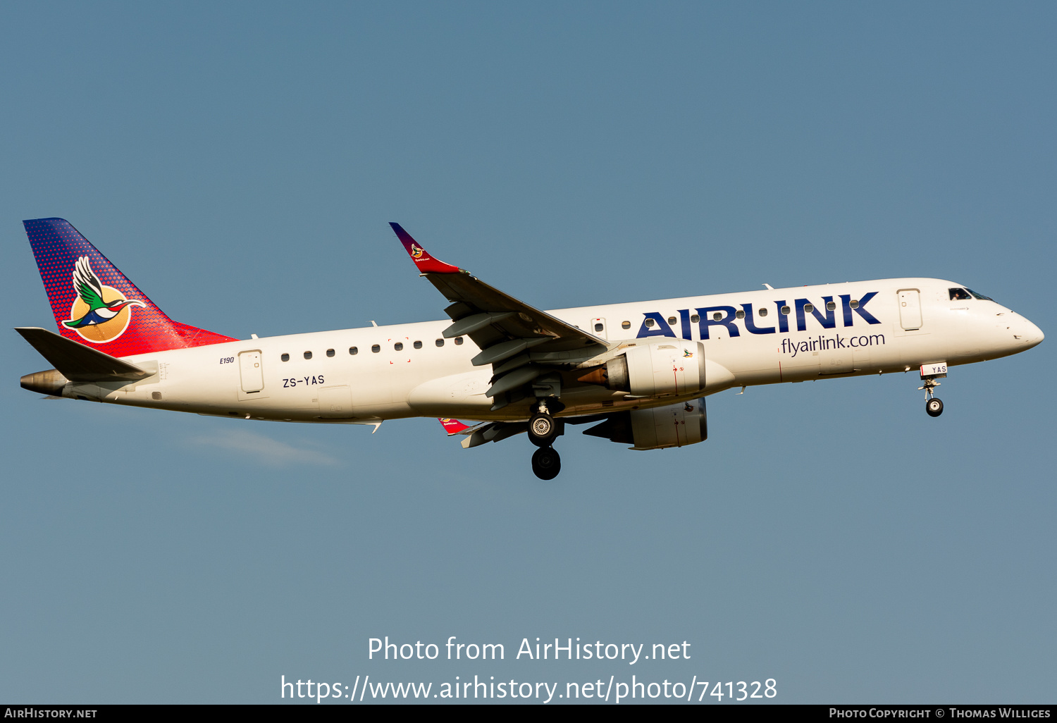 Aircraft Photo of ZS-YAS | Embraer 190AR (ERJ-190-100IGW) | Airlink | AirHistory.net #741328