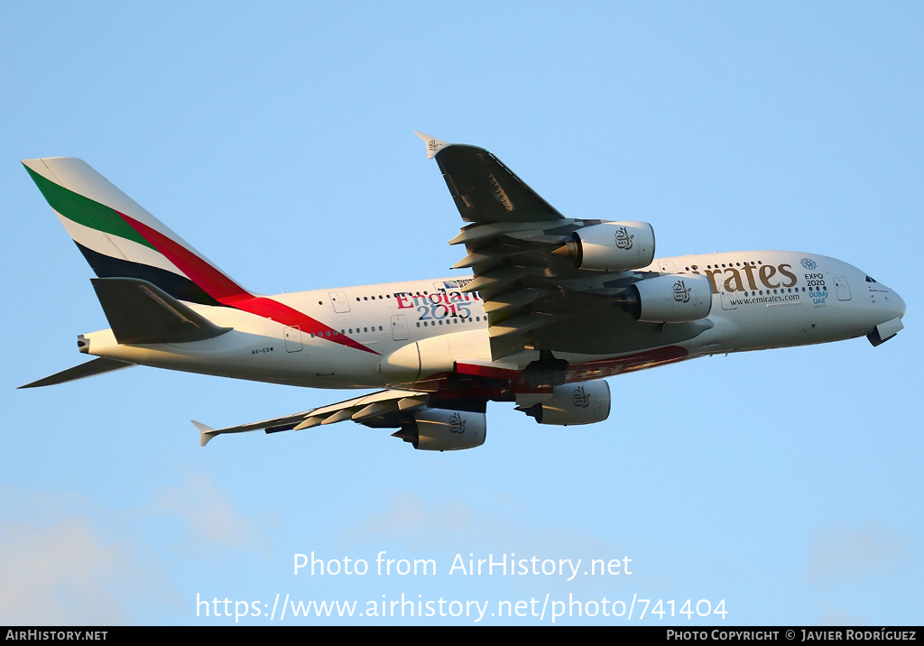 Aircraft Photo of A6-EDW | Airbus A380-861 | Emirates | AirHistory.net #741404