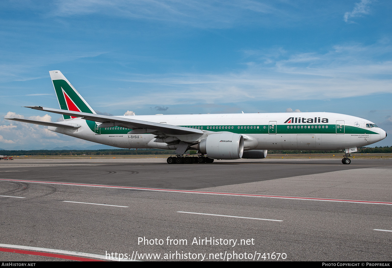 Aircraft Photo of I-DISU | Boeing 777-243/ER | Alitalia | AirHistory.net #741670