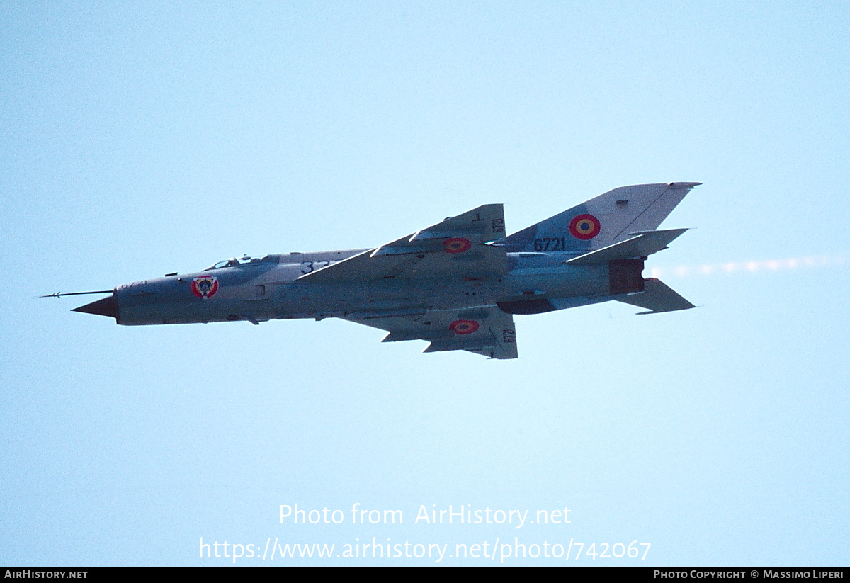 Aircraft Photo of 6721 | Mikoyan-Gurevich MiG-21MF-75 Lancer C | Romania - Air Force | AirHistory.net #742067