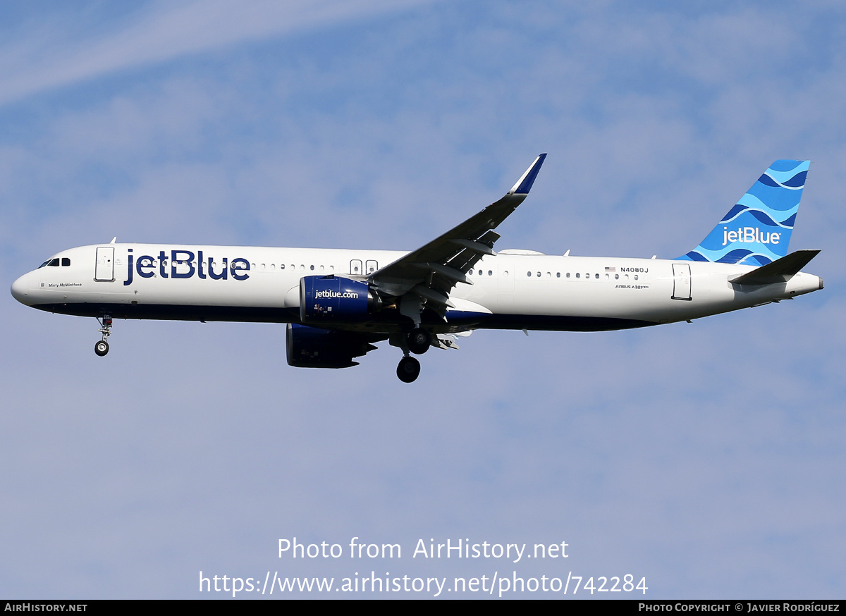 Aircraft Photo of N4080J | Airbus A321-271NX | JetBlue Airways | AirHistory.net #742284