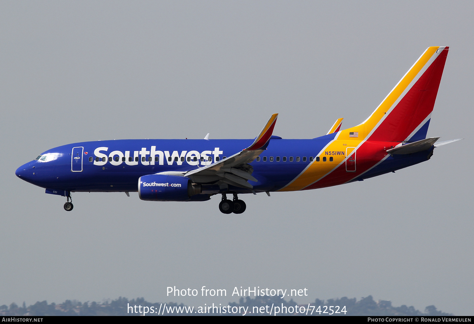 Aircraft Photo of N551WN | Boeing 737-76Q | Southwest Airlines | AirHistory.net #742524