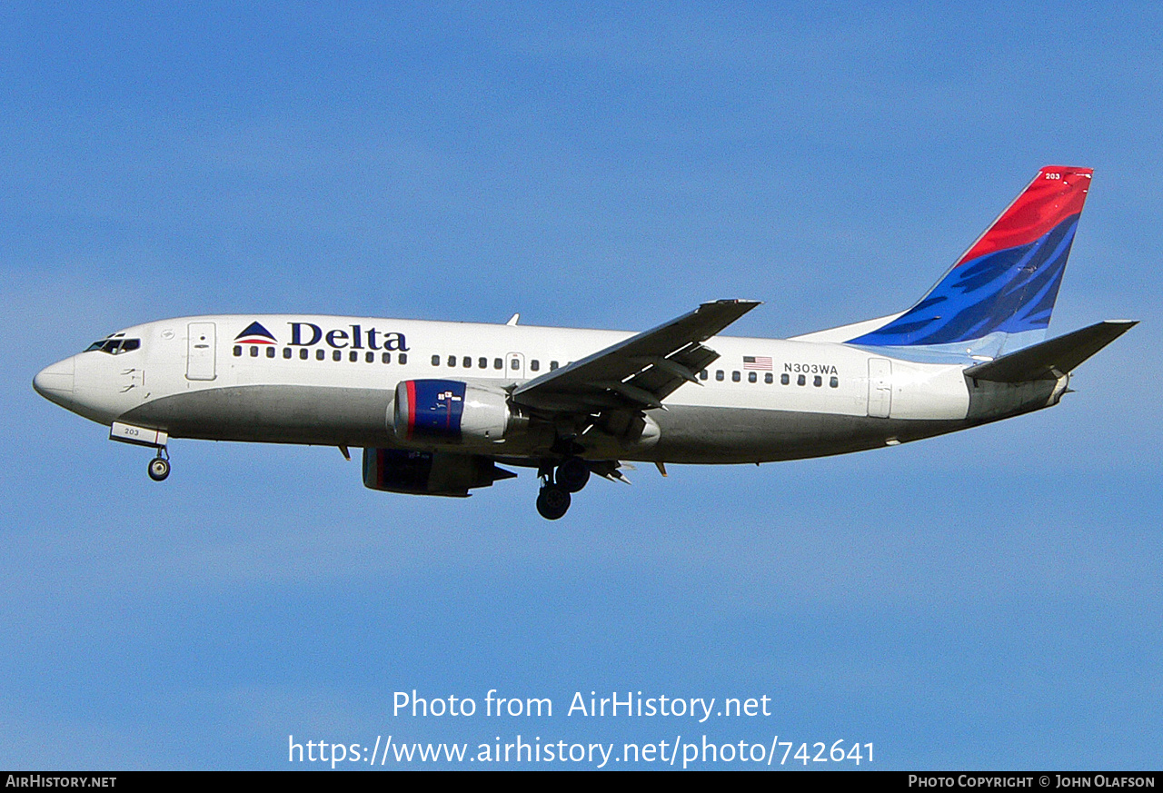 Aircraft Photo of N303WA | Boeing 737-347 | Delta Air Lines | AirHistory.net #742641