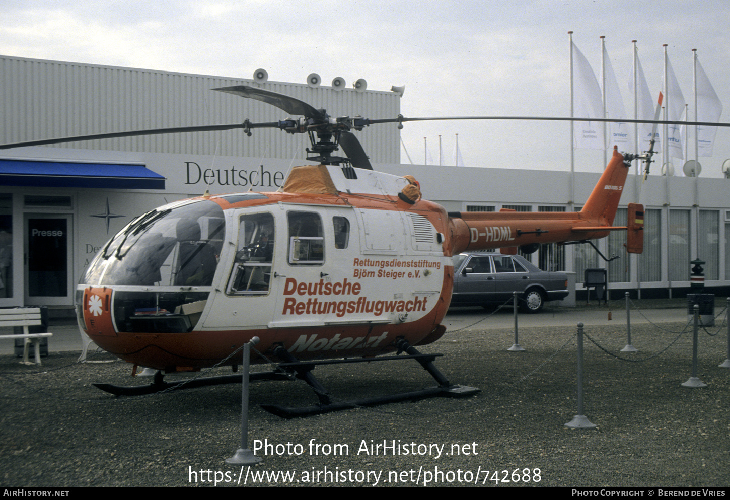 Aircraft Photo of D-HDML | MBB BO-105S | Deutsche Rettungsflugwacht - German Air Rescue | AirHistory.net #742688