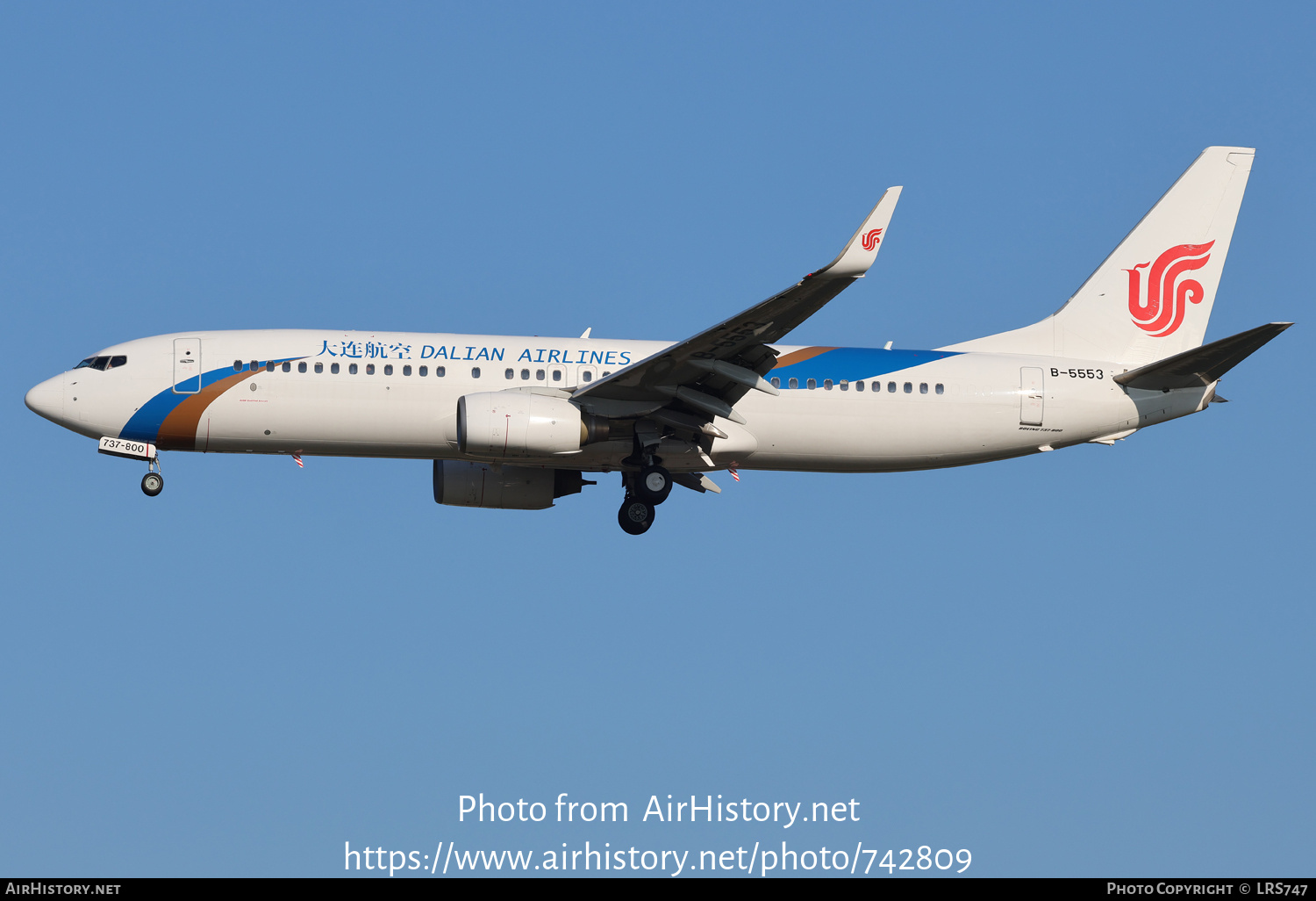 Aircraft Photo of B-5553 | Boeing 737-89L | Dalian Airlines | AirHistory.net #742809