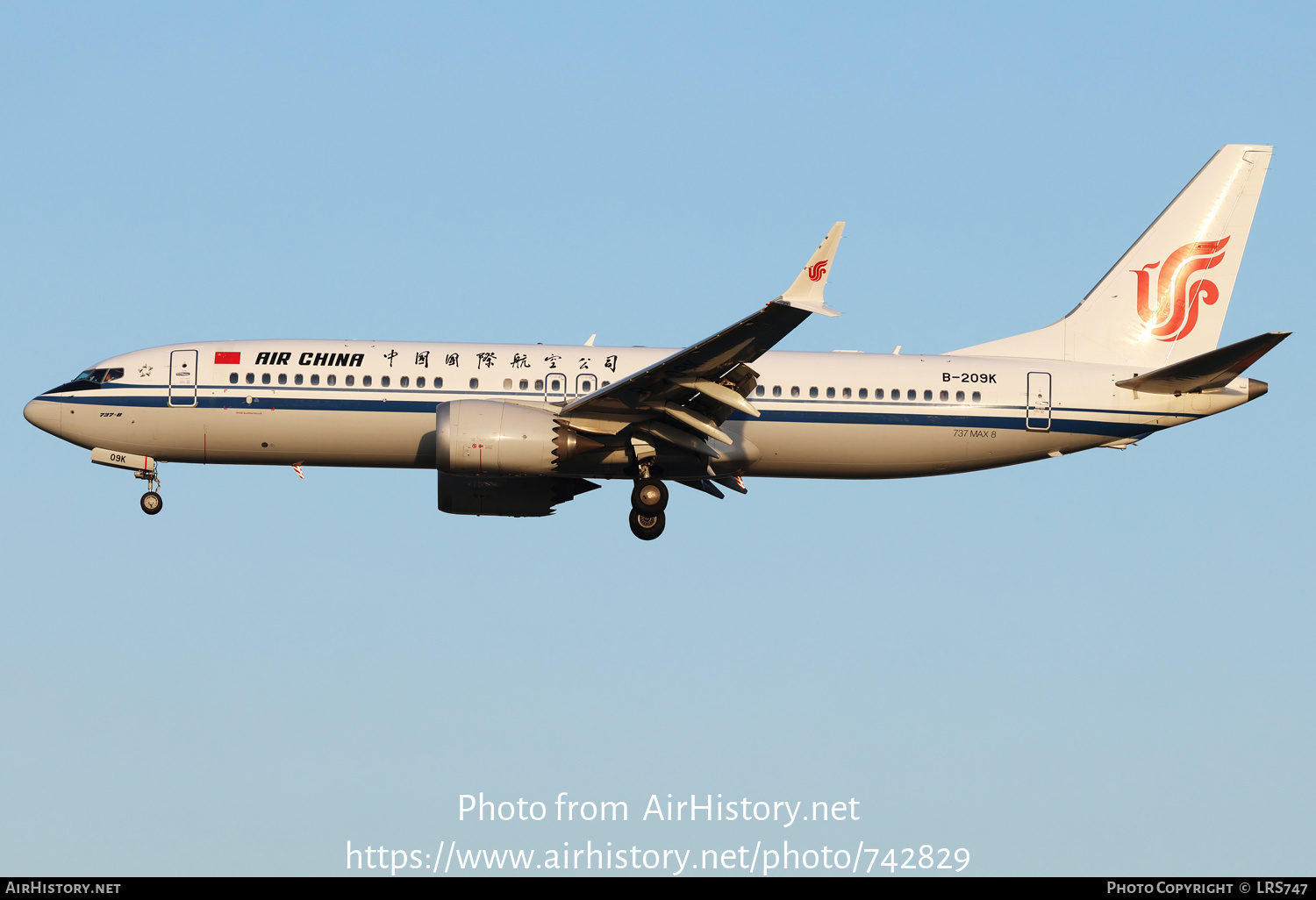 Aircraft Photo of B-209K | Boeing 737-8 Max 8 | Air China | AirHistory.net #742829