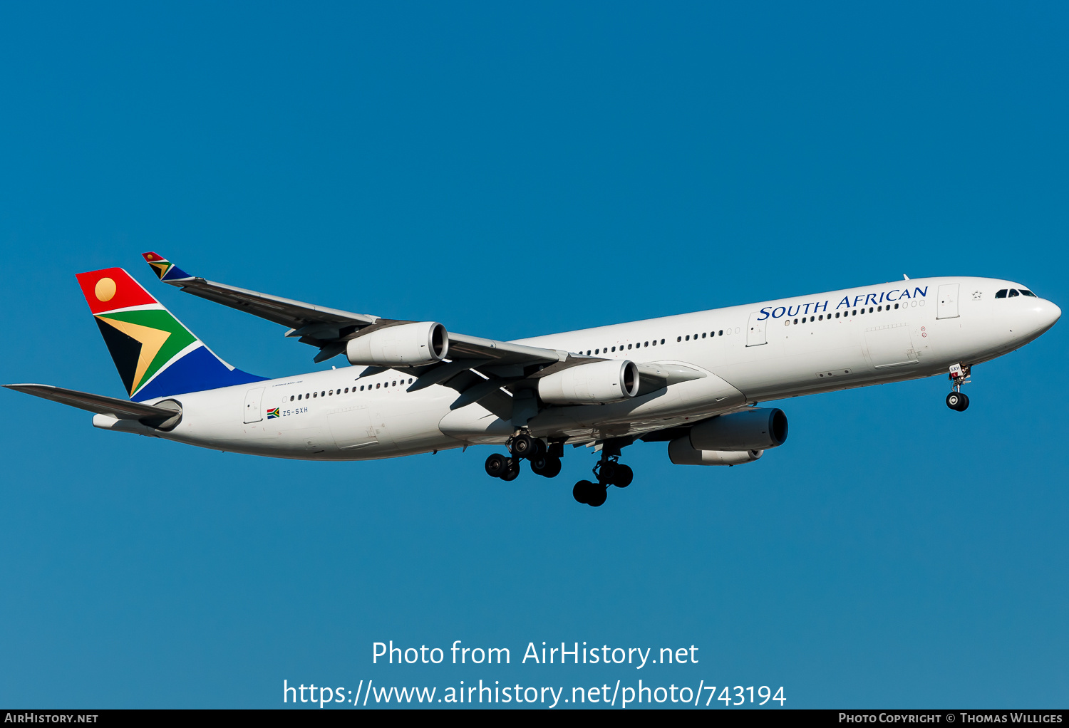 Aircraft Photo of ZS-SXH | Airbus A340-313X | South African Airways | AirHistory.net #743194