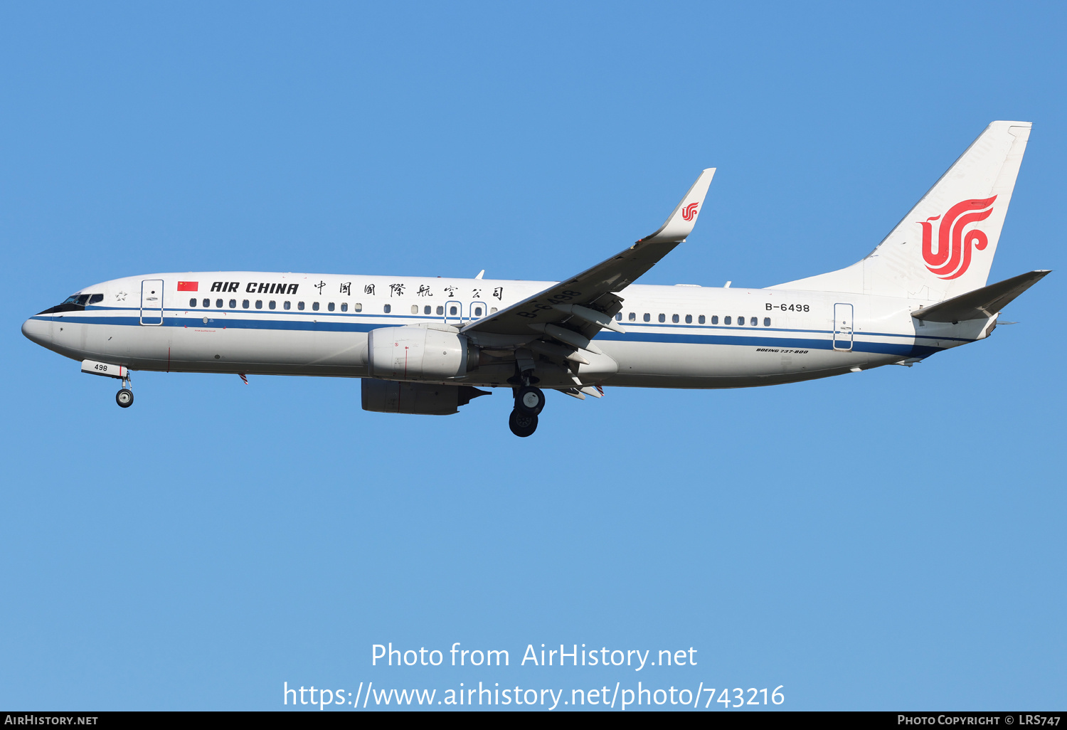 Aircraft Photo of B-6498 | Boeing 737-89L | Air China | AirHistory.net #743216