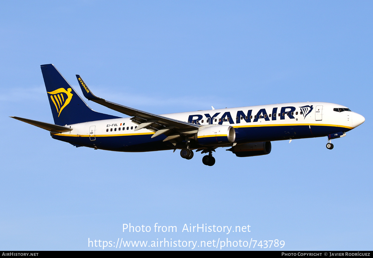 Aircraft Photo of EI-FOL | Boeing 737-8AS | Ryanair | AirHistory.net #743789