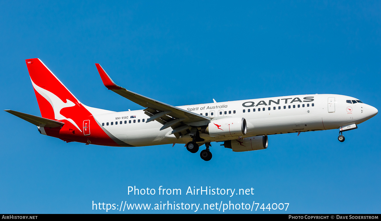 Aircraft Photo of VH-VXC | Boeing 737-838 | Qantas | AirHistory.net #744007