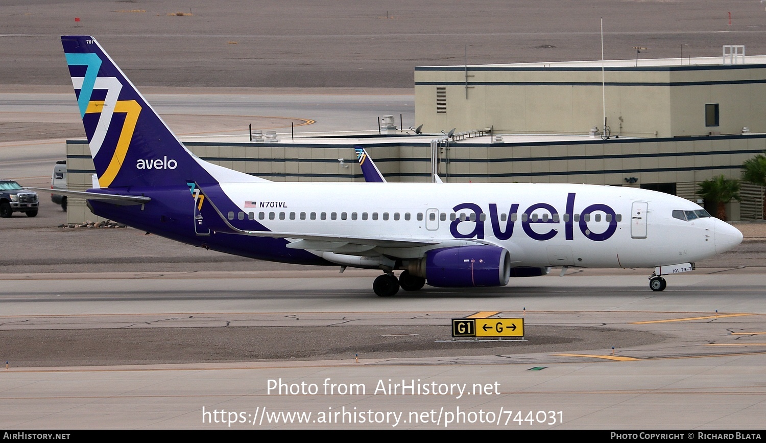 Aircraft Photo of N701VL | Boeing 737-7H4 | Avelo Airlines | AirHistory.net #744031