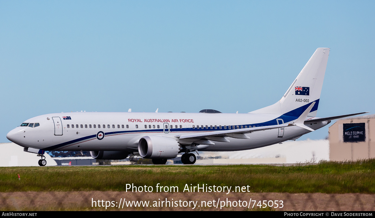 Aircraft Photo of A62-002 | Boeing 737-8 BBJ2 MAX | Australia - Air Force | AirHistory.net #745053