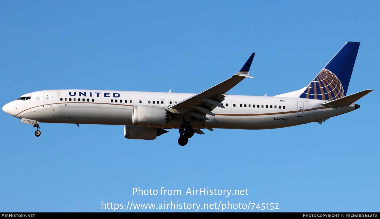 Aircraft Photo of N47505 | Boeing 737-9 Max 9 | United Airlines | AirHistory.net #745152