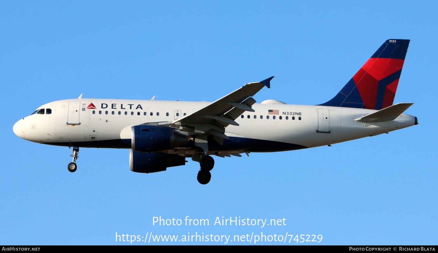 Aircraft Photo of N332NB | Airbus A319-114 | Delta Air Lines | AirHistory.net #745229