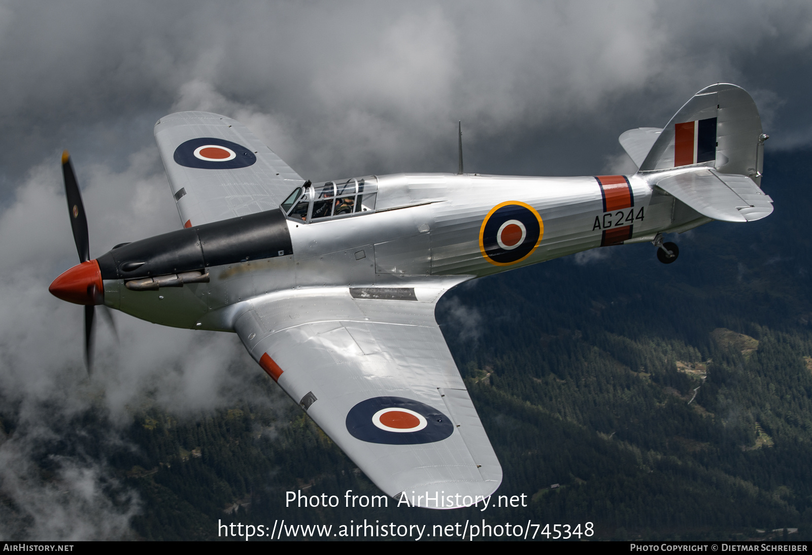 Aircraft Photo of G-CBOE / AG244 | Hawker Hurricane Mk12A | UK - Air Force | AirHistory.net #745348