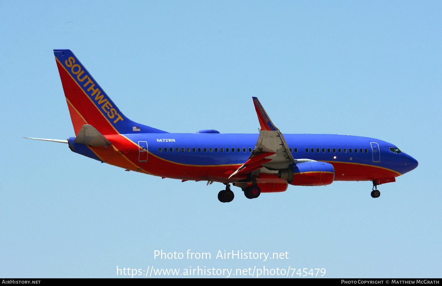 Aircraft Photo of N472WN | Boeing 737-7H4 | Southwest Airlines | AirHistory.net #745479