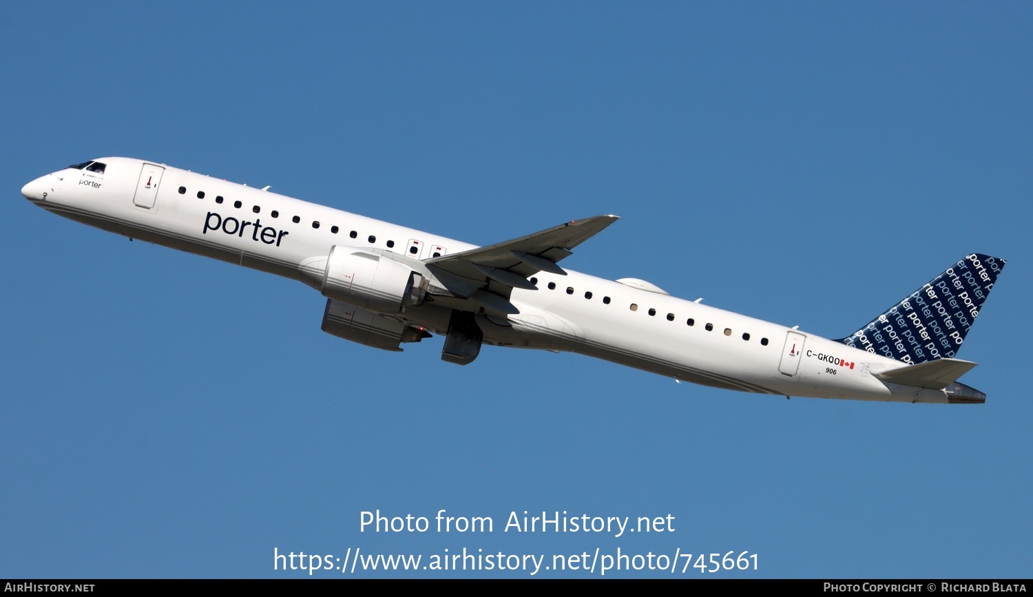 Aircraft Photo of C-GKQO | Embraer 195-E2 (ERJ-190-400) | Porter Airlines | AirHistory.net #745661