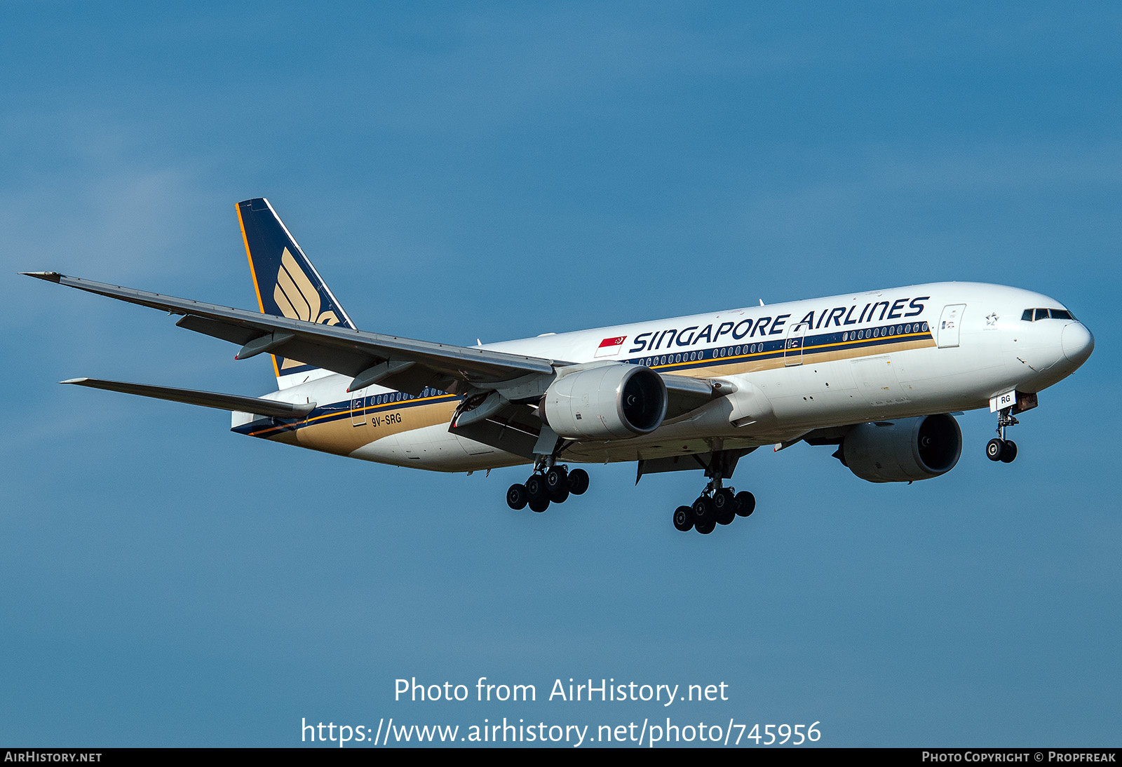 Aircraft Photo of 9V-SRG | Boeing 777-212/ER | Singapore Airlines | AirHistory.net #745956