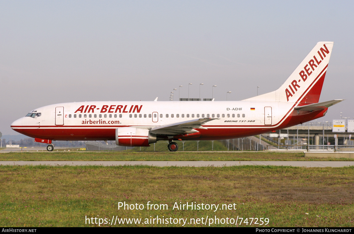 Aircraft Photo of D-ADIF | Boeing 737-3L9 | Air Berlin | AirHistory.net #747259