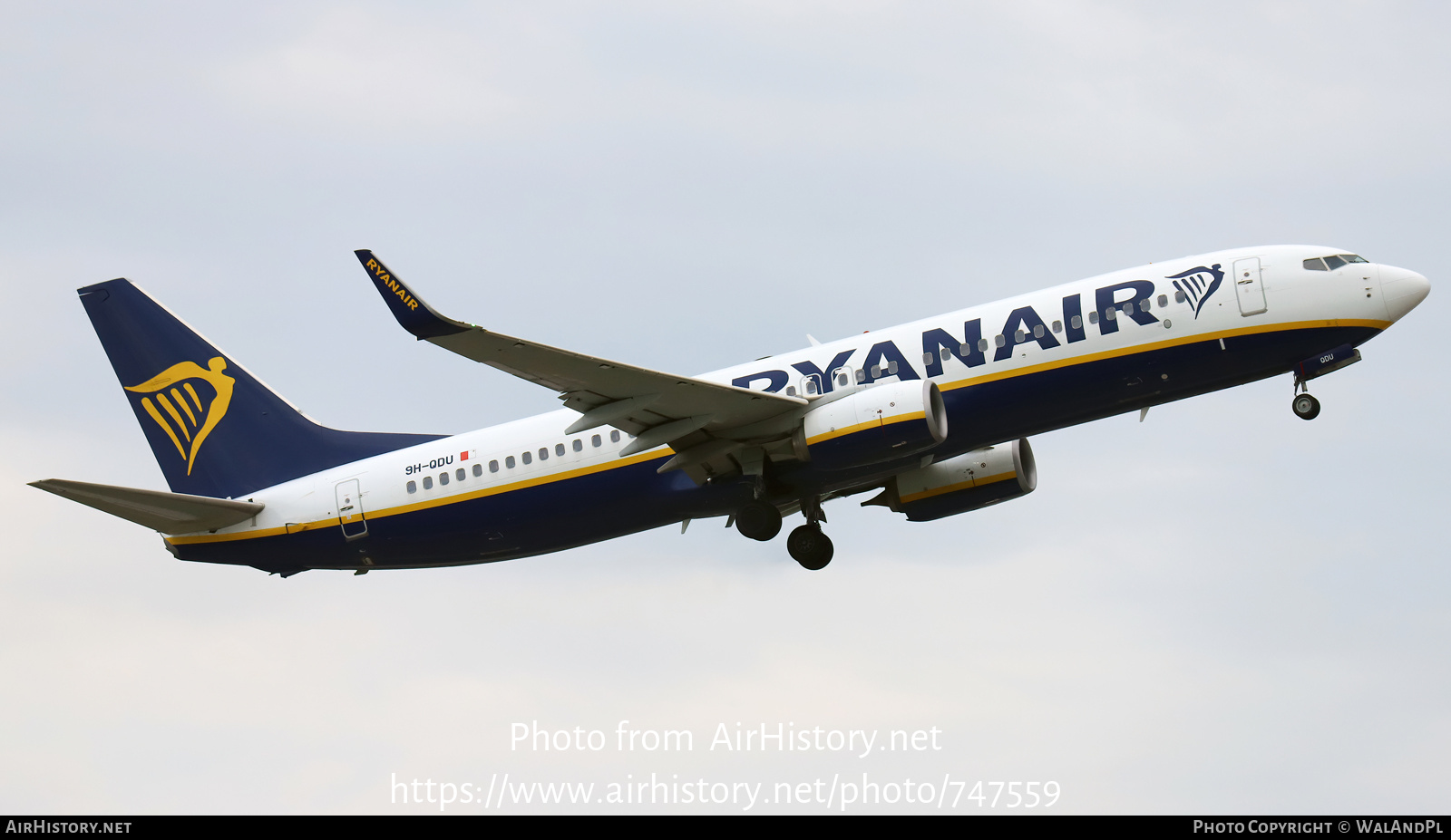 Aircraft Photo of 9H-QDU | Boeing 737-800 | Ryanair | AirHistory.net #747559