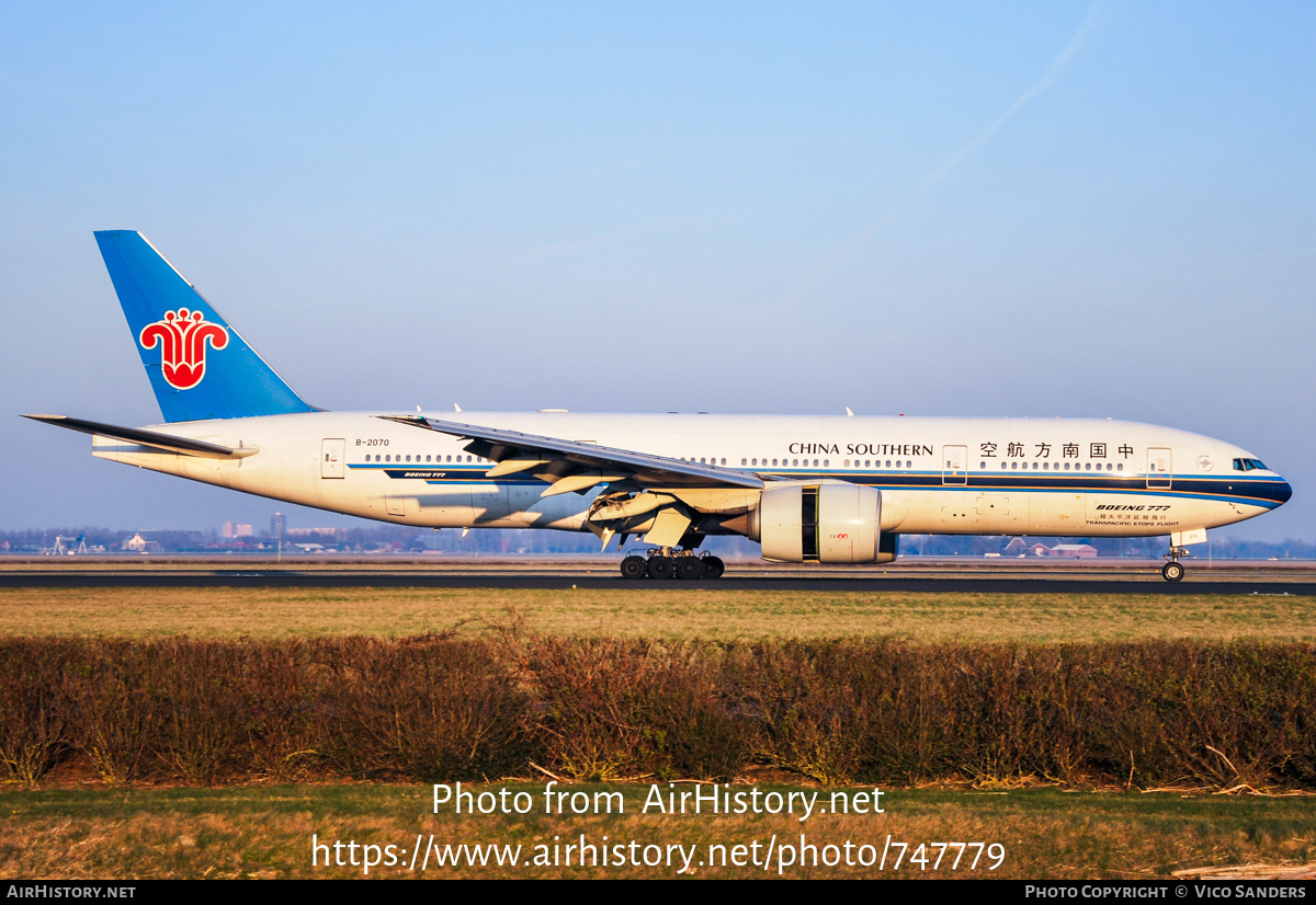 Aircraft Photo of B-2070 | Boeing 777-21B/ER | China Southern Airlines | AirHistory.net #747779