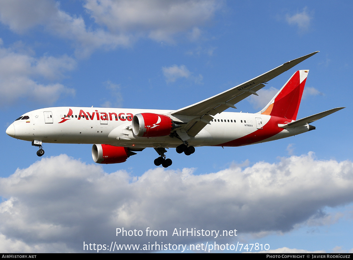 Aircraft Photo of N786AV | Boeing 787-8 Dreamliner | Avianca | AirHistory.net #747810