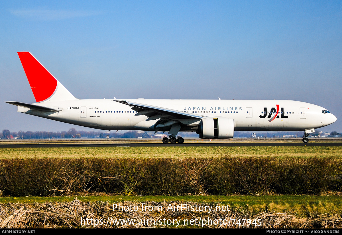 Aircraft Photo of JA708J | Boeing 777-246/ER | Japan Airlines - JAL | AirHistory.net #747945