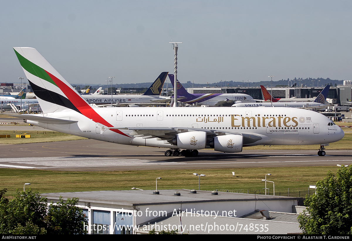 Aircraft Photo of A6-EDK | Airbus A380-861 | Emirates | AirHistory.net #748535