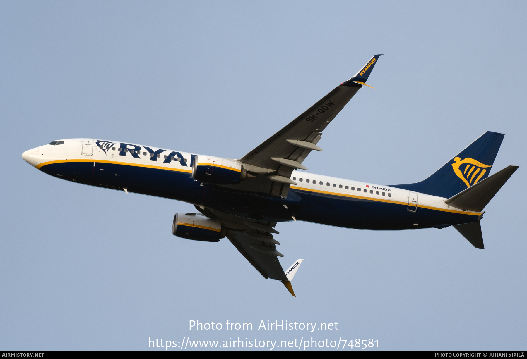 Aircraft Photo of 9H-QDW | Boeing 737-800 | Ryanair | AirHistory.net #748581