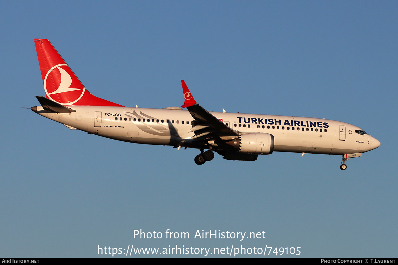 Aircraft Photo of TC-LCC | Boeing 737-8 Max 8 | Turkish Airlines | AirHistory.net #749105