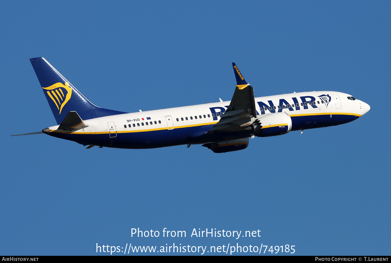 Aircraft Photo of 9H-VUO | Boeing 737-8200 Max 200 | Ryanair | AirHistory.net #749185