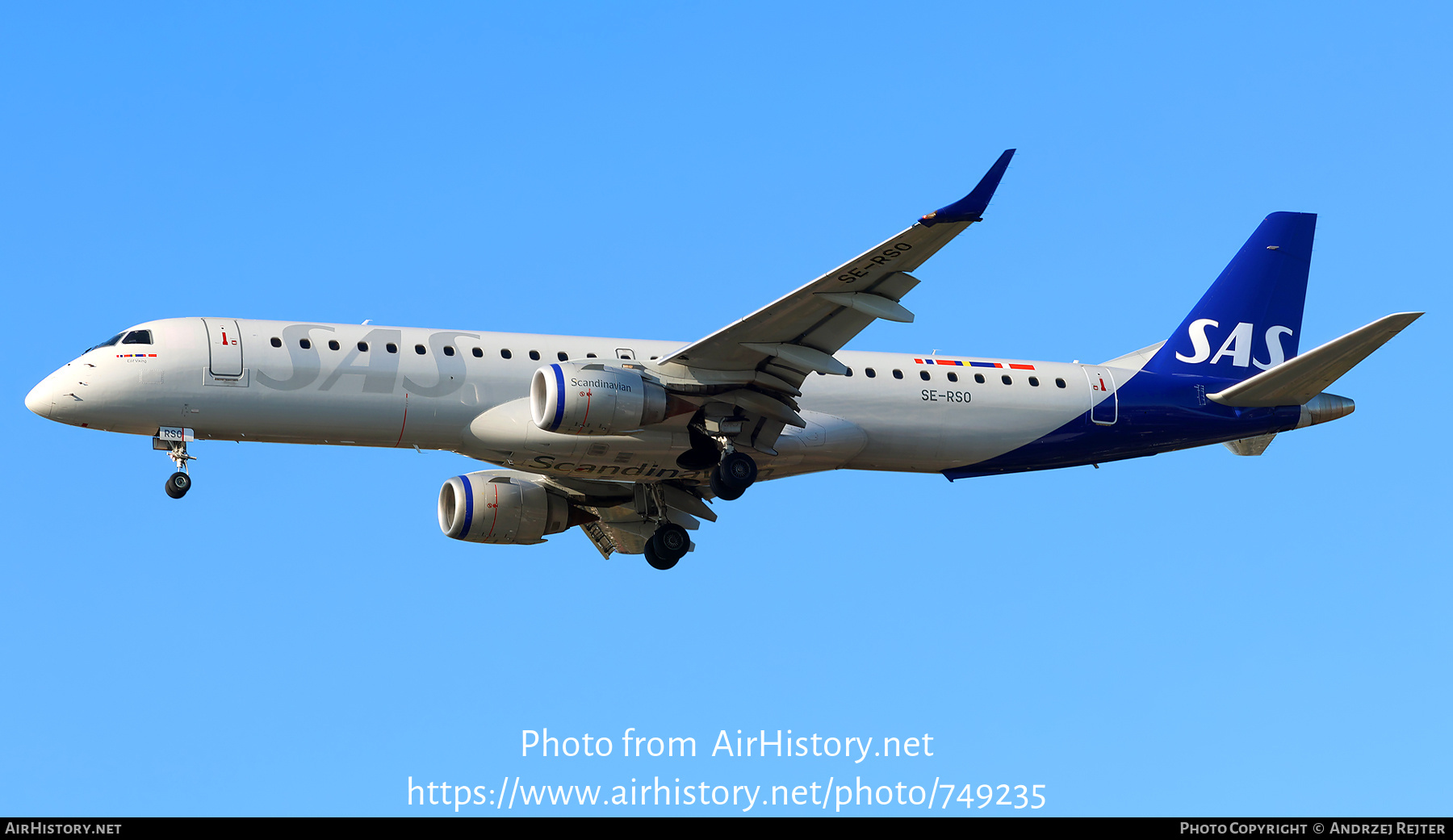 Aircraft Photo of SE-RSO | Embraer 195LR (ERJ-190-200LR) | Scandinavian Airlines - SAS | AirHistory.net #749235