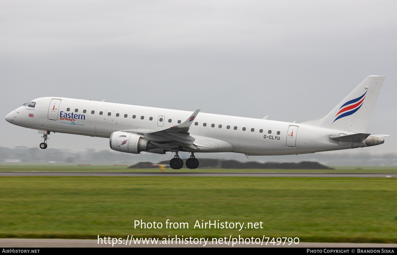 Aircraft Photo of G-CLYU | Embraer 190LR (ERJ-190-100LR) | Eastern Airways | AirHistory.net #749790