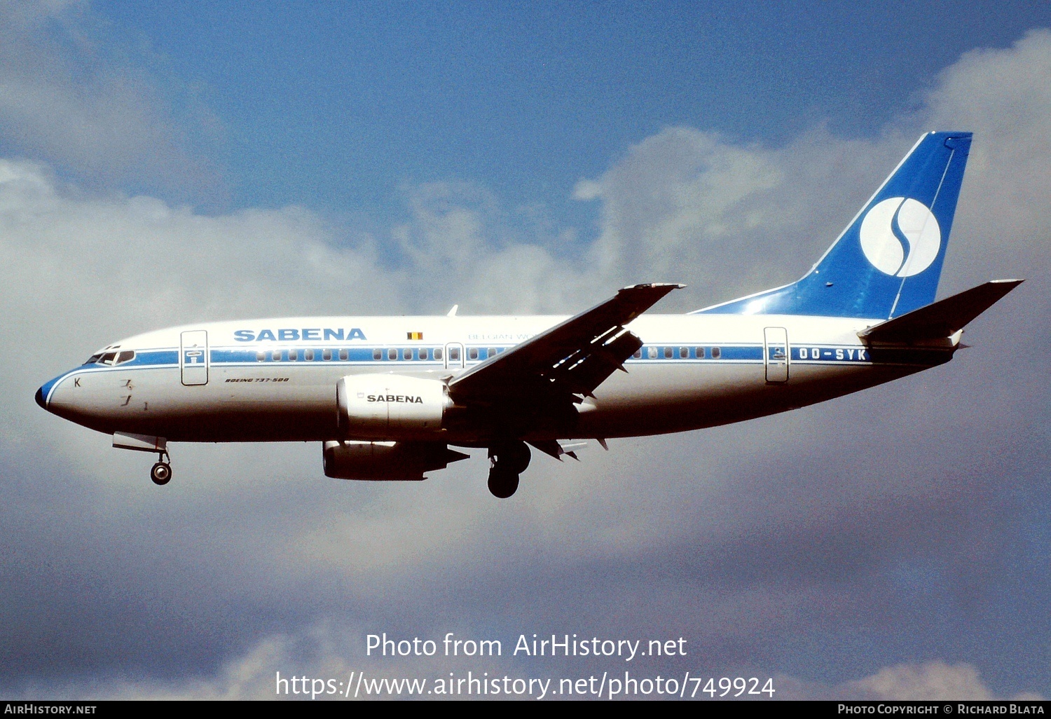 Aircraft Photo of OO-SYK | Boeing 737-529 | Sabena | AirHistory.net #749924