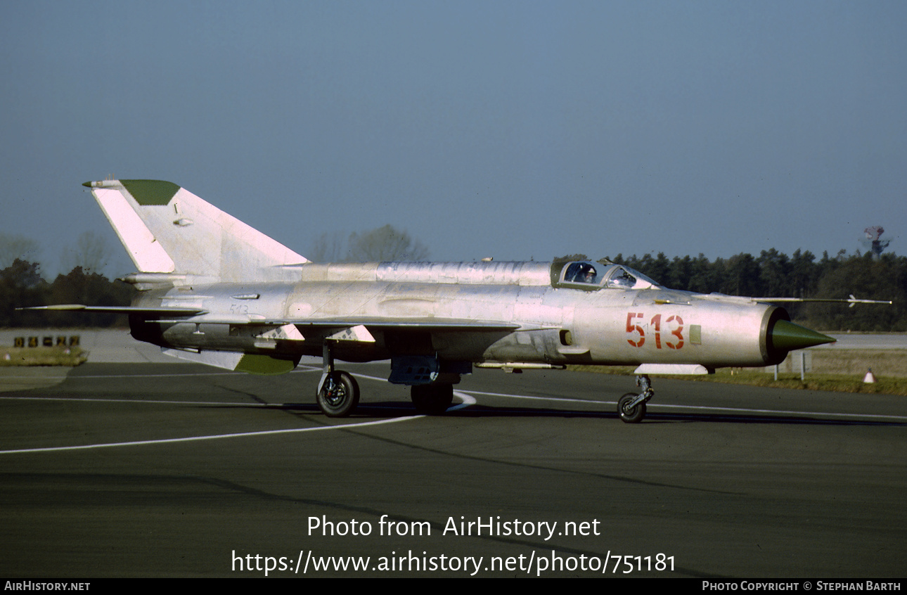 Aircraft Photo of 513 | Mikoyan-Gurevich MiG-21MF | East Germany - Air Force | AirHistory.net #751181