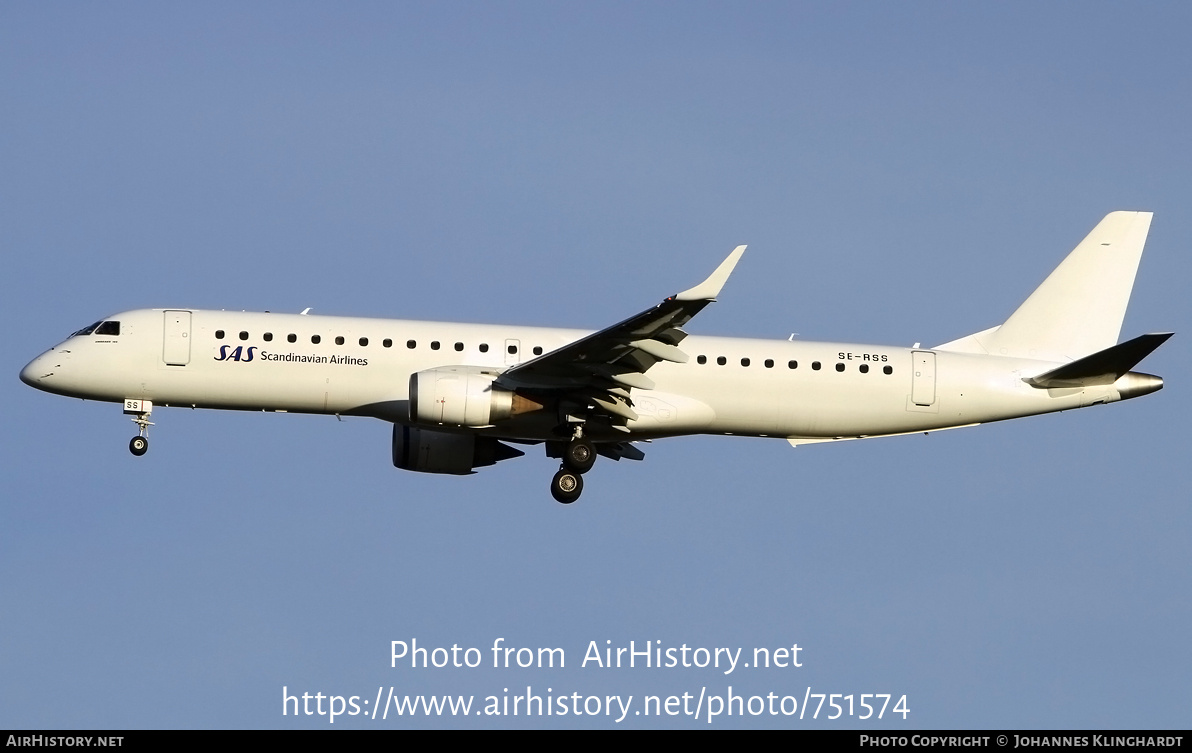 Aircraft Photo of SE-RSS | Embraer 195LR (ERJ-190-200LR) | Scandinavian Airlines - SAS | AirHistory.net #751574