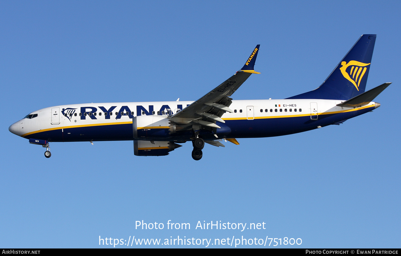 Aircraft Photo of EI-HES | Boeing 737-8200 Max 200 | Ryanair | AirHistory.net #751800