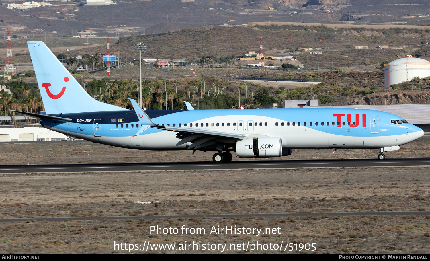 Aircraft Photo of OO-JEF | Boeing 737-8K5 | TUI | AirHistory.net #751905