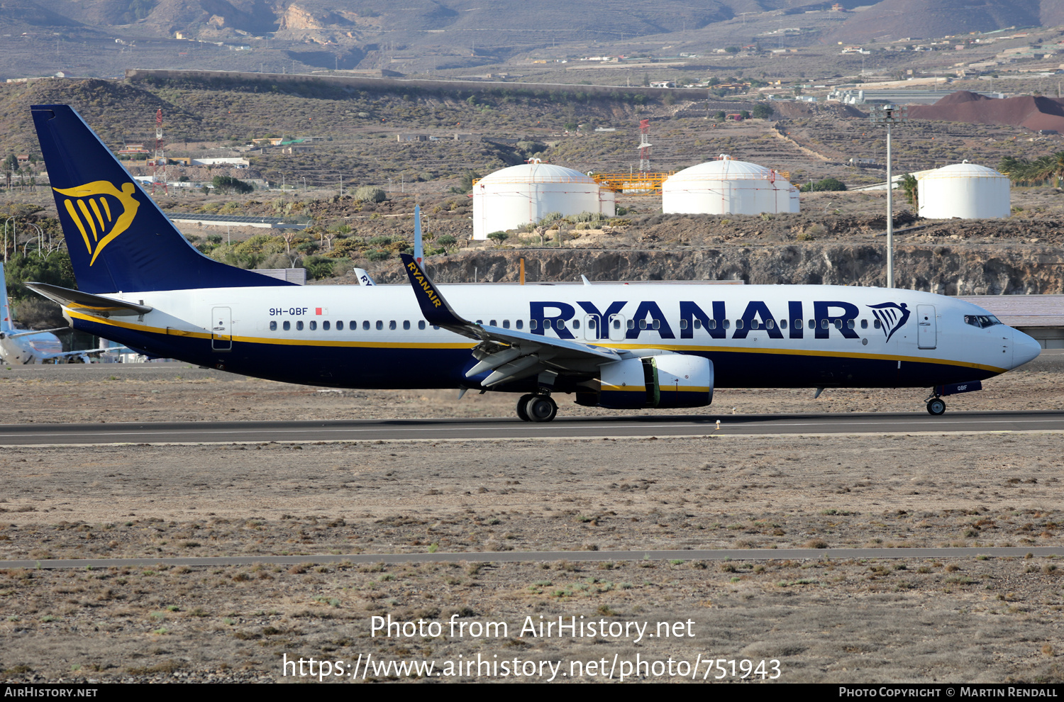 Aircraft Photo of 9H-QBF | Boeing 737-800 | Ryanair | AirHistory.net #751943